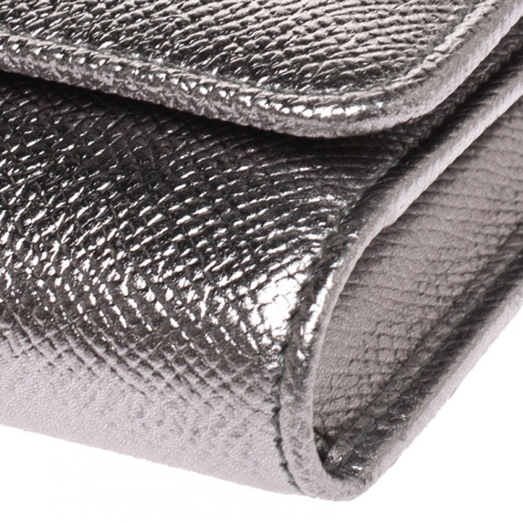 Pre Owned Dolce & Gabbana Silver Leather Sicily Smartphone Von Bag