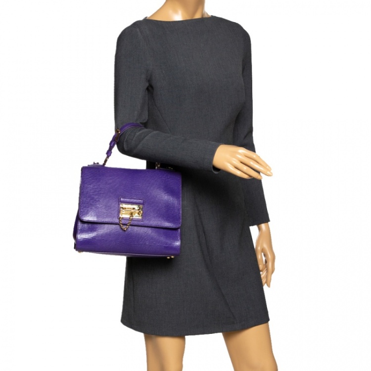 Dolce & Gabbana Monica Bag in Purple Leather 