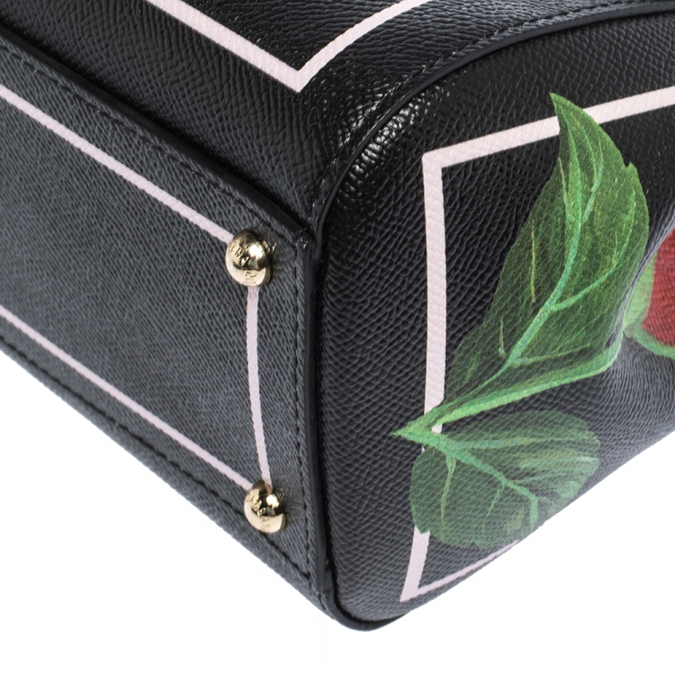 مملوكة مسبقًا Dolce & Gabbana Black Floral Leather Miss Sicily Top Handle Bag