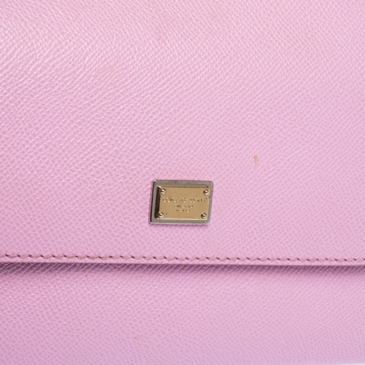 Pre Owned Dolce & Gabbana Pink Leather Small Miss Sicily Top Handle Bag