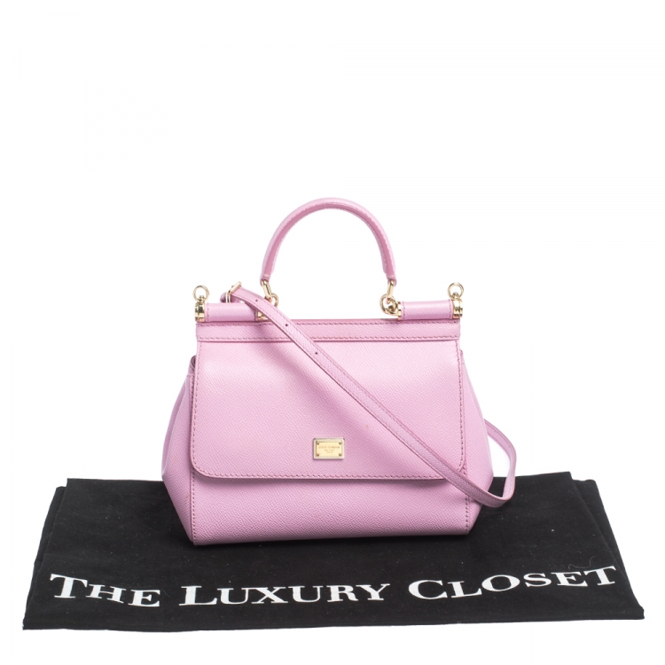 Pre Owned Dolce & Gabbana Pink Leather Small Miss Sicily Top Handle Bag