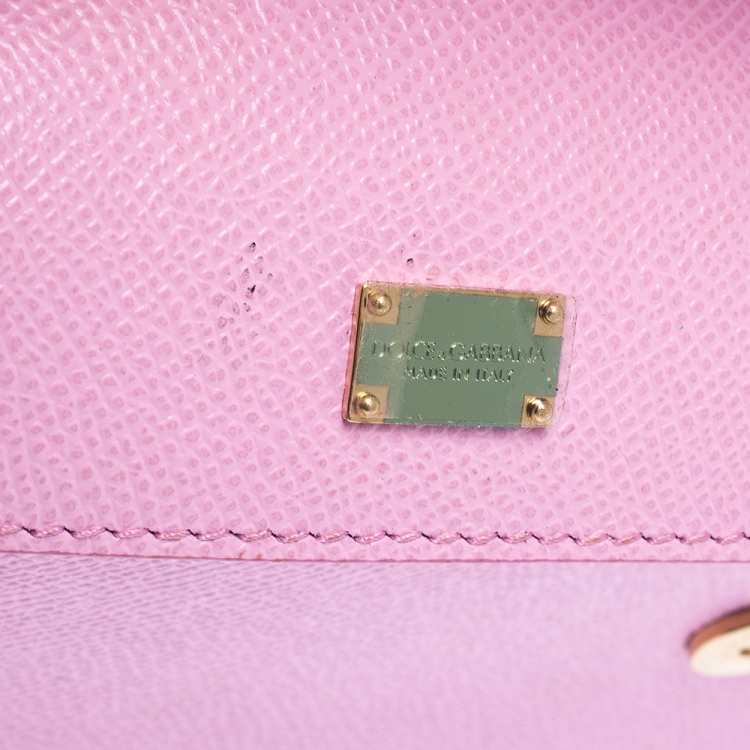 Pre Owned Dolce & Gabbana Pink Leather Small Miss Sicily Top Handle Bag