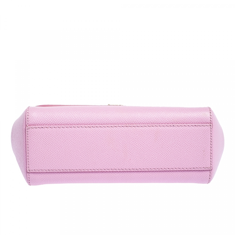 Pre Owned Dolce & Gabbana Pink Leather Small Miss Sicily Top Handle Bag