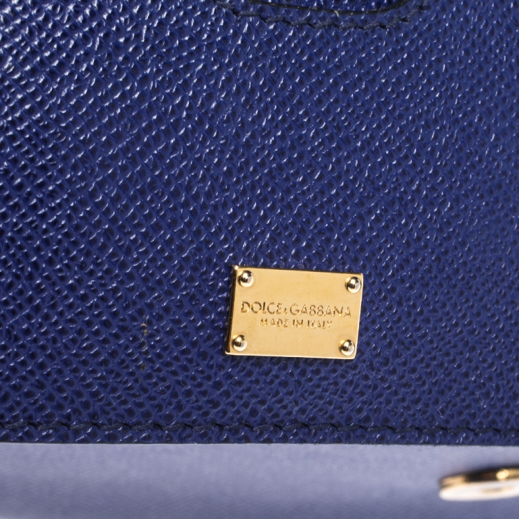 Pre Owned Dolce & Gabbana Blue Leather Medium Miss Sicily Top Handle Bag