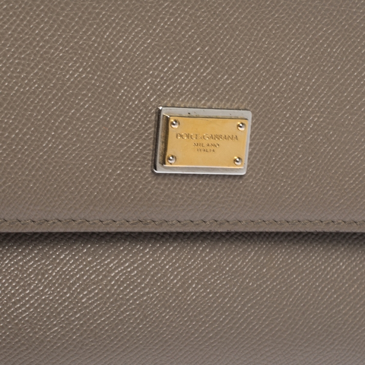 Pre Owned Dolce & Gabbana Grey Leather Medium Miss Sicily Top Handle Bag