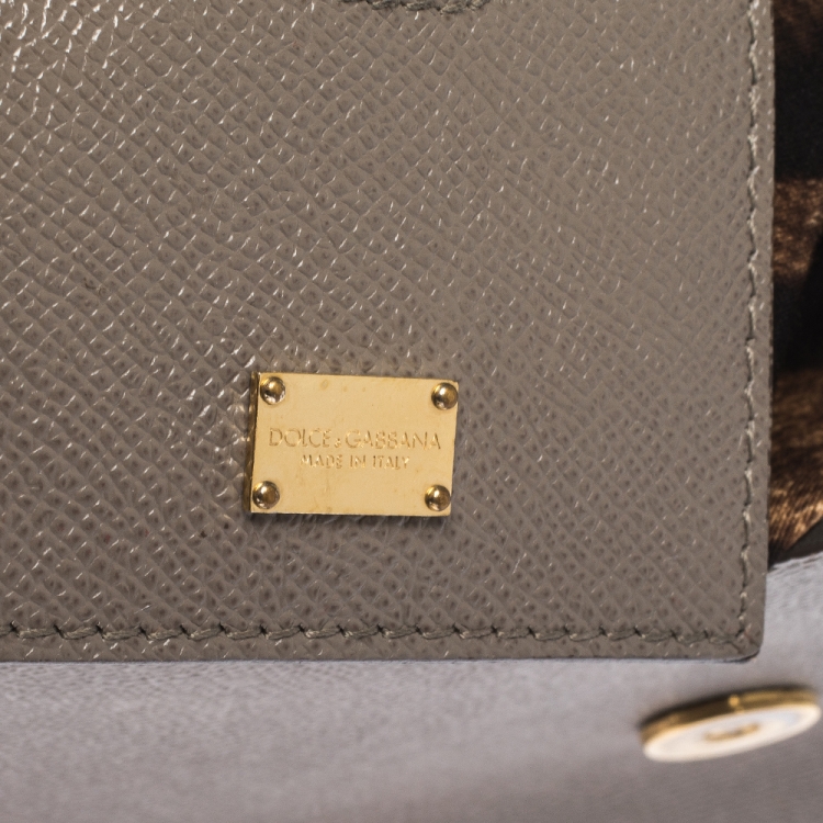 Pre Owned Dolce & Gabbana Grey Leather Medium Miss Sicily Top Handle Bag