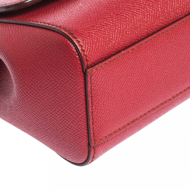Pre Owned Dolce & Gabbana Red Leather Small Miss Sicily Top Handle Bag
