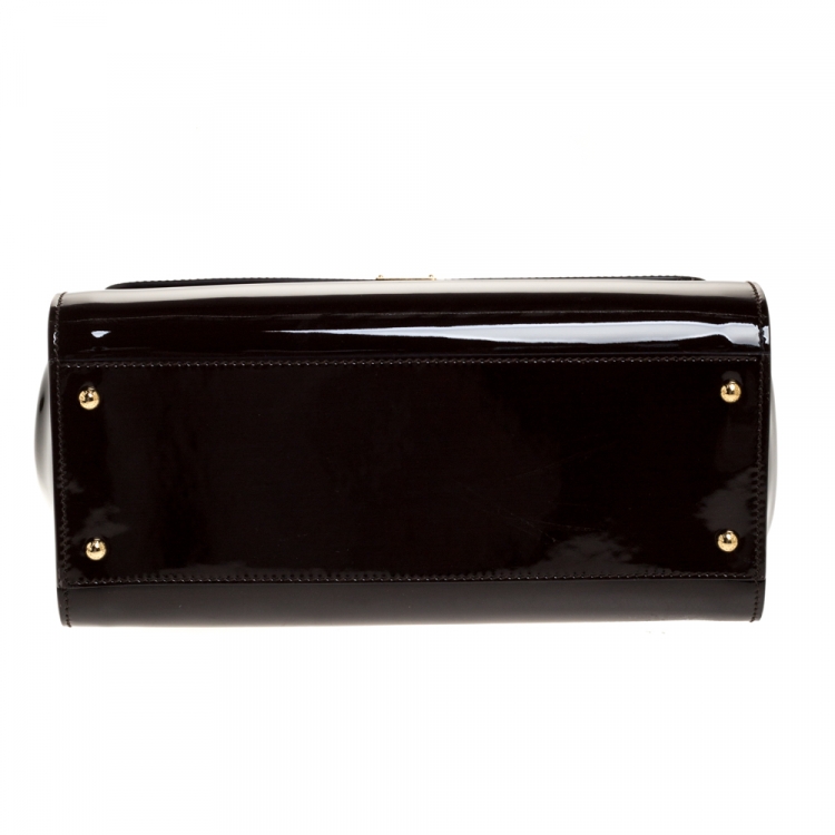 مملوكة مسبقًا Dolce & Gabbana Burgundy Patent Leather Large Miss Sicily Top Handle Bag