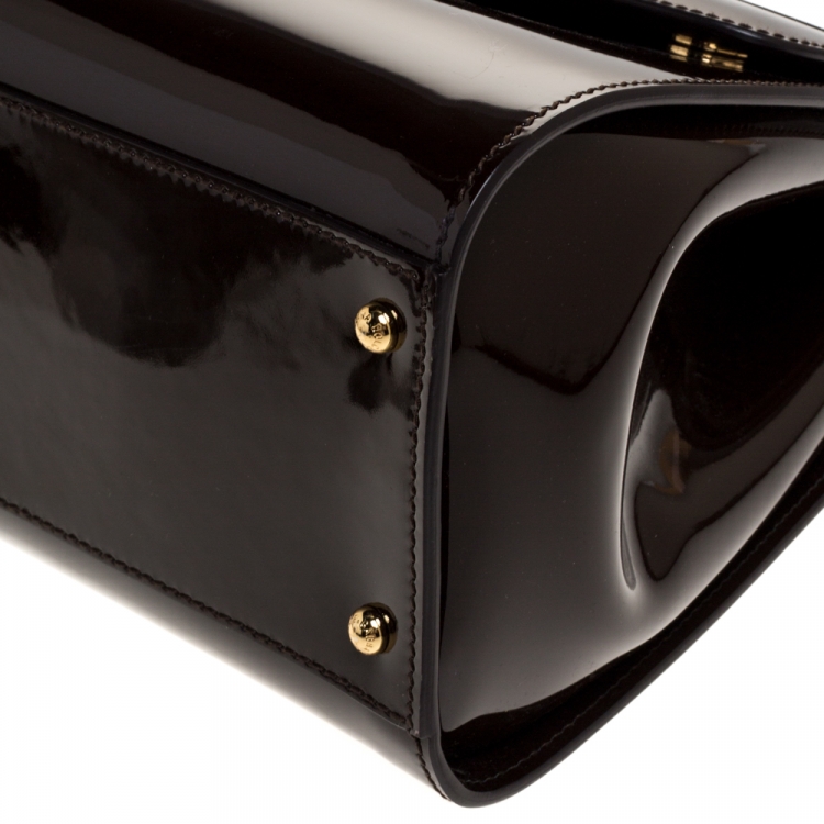 مملوكة مسبقًا Dolce & Gabbana Burgundy Patent Leather Large Miss Sicily Top Handle Bag