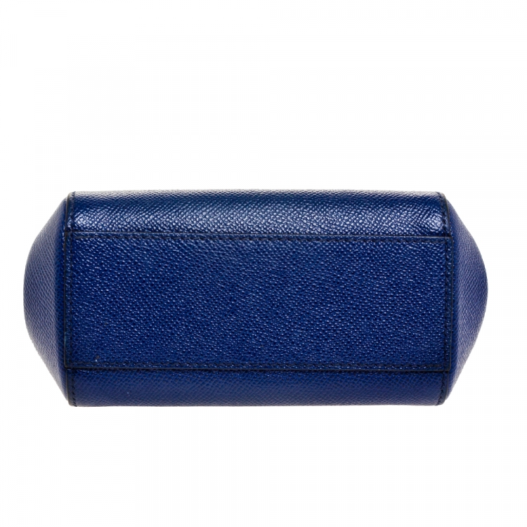 Pre Owned Dolce & Gabbana Blue Leather Micro Miss Sicily Crossbody Bag