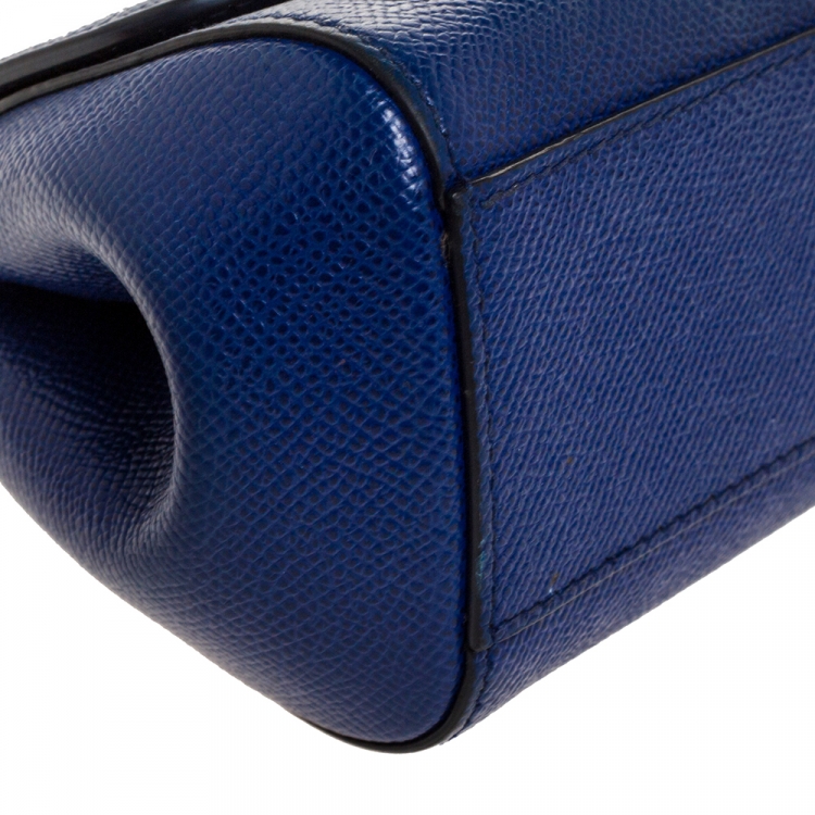 Pre Owned Dolce & Gabbana Blue Leather Micro Miss Sicily Crossbody Bag