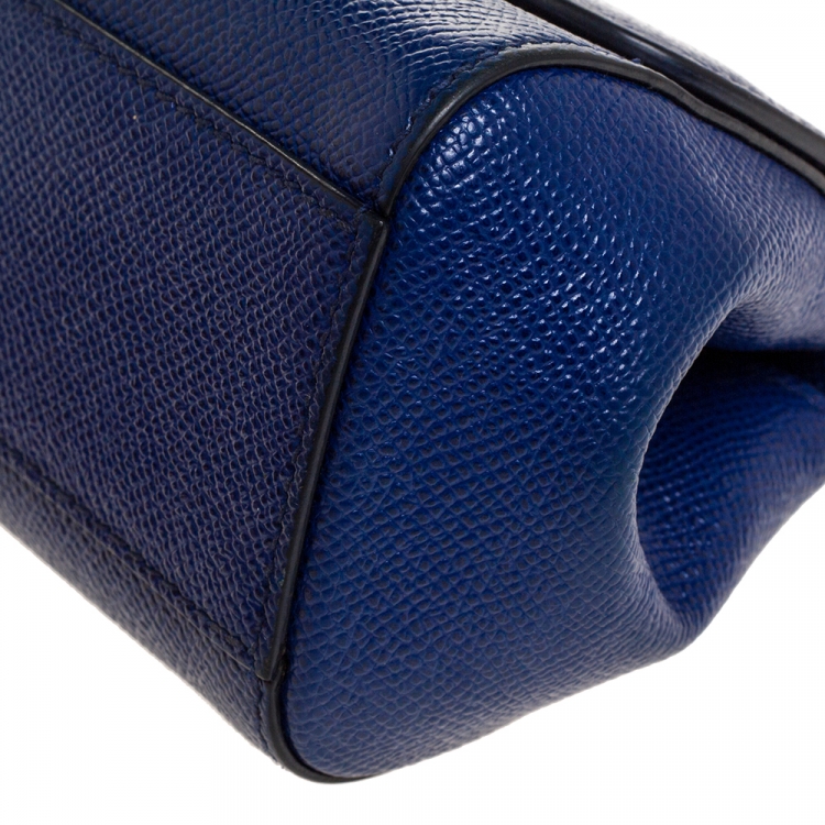 Pre Owned Dolce & Gabbana Blue Leather Micro Miss Sicily Crossbody Bag