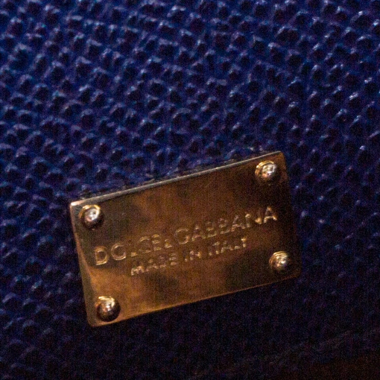 Pre Owned Dolce & Gabbana Blue Leather Micro Miss Sicily Crossbody Bag