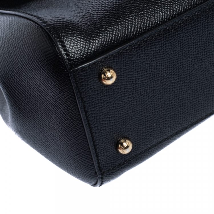 Pre Owned Dolce & Gabbana Black Leather Medium Miss Sicily Top Handle Bag