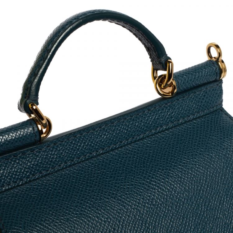 Pre Owned Dolce & Gabbana Blue Leather Mini Miss Sicily Crossbody Bag