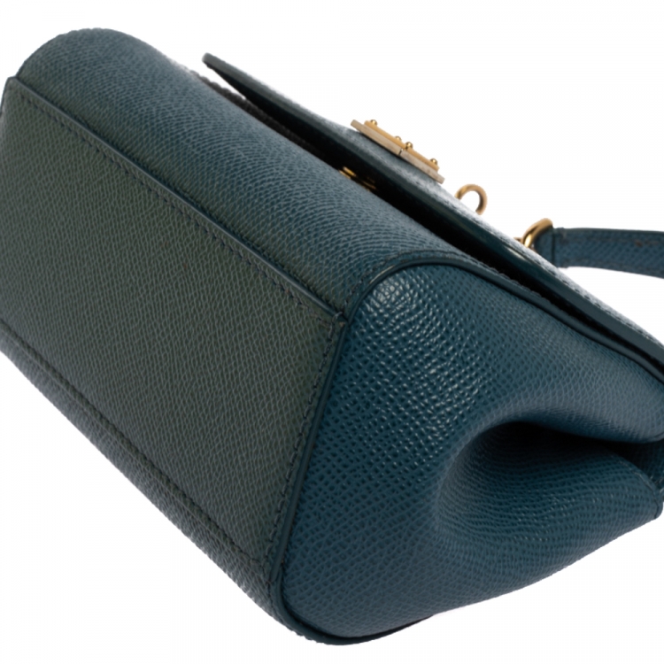 Pre Owned Dolce & Gabbana Blue Leather Mini Miss Sicily Crossbody Bag