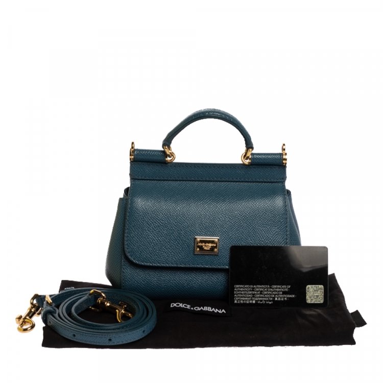 Pre Owned Dolce & Gabbana Blue Leather Mini Miss Sicily Crossbody Bag