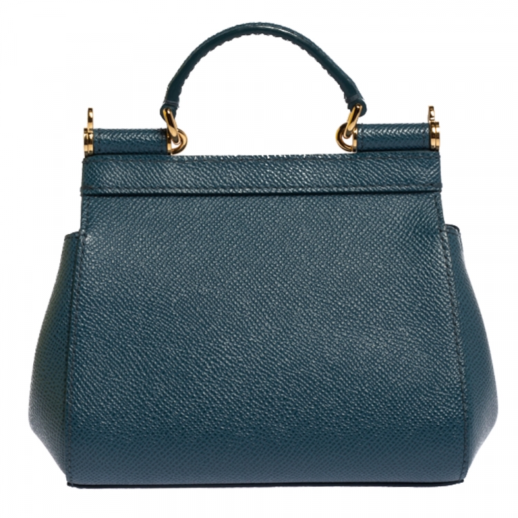Pre Owned Dolce & Gabbana Blue Leather Mini Miss Sicily Crossbody Bag