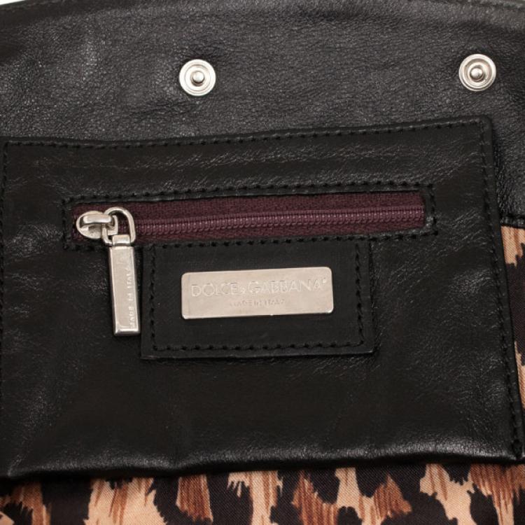 Pre Owned Dolce and Gabbana Black Leather Studded Hobo