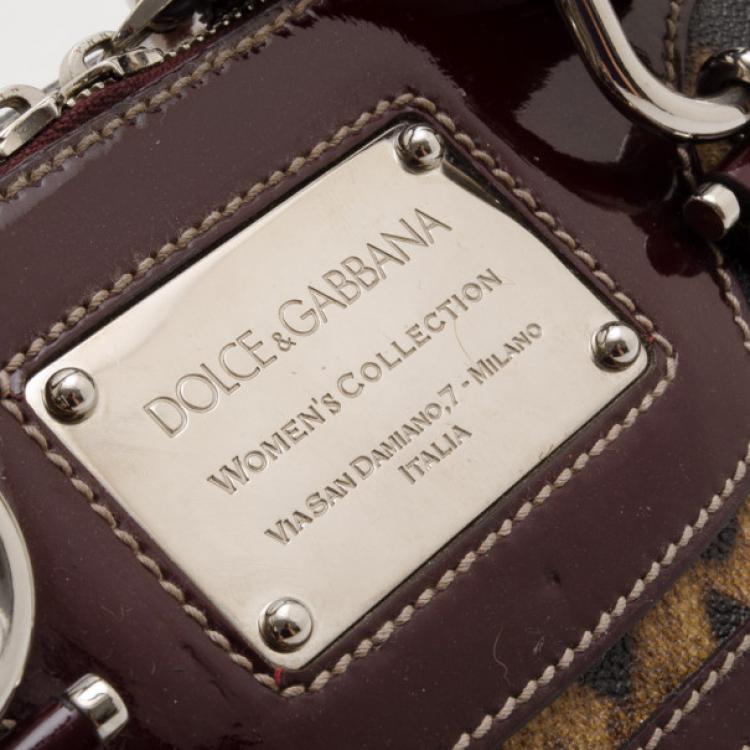 Pre Owned Dolce and Gabanna Leopard Satin 'Miss Easy Way' Mini Boston Bag