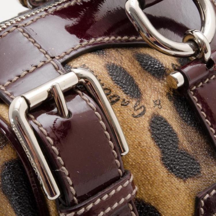 Pre Owned Dolce and Gabanna Leopard Satin 'Miss Easy Way' Mini Boston Bag