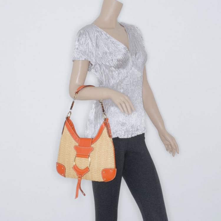 Pre Owned Dolce and Gabbana Woven Hobo with Orange Trim