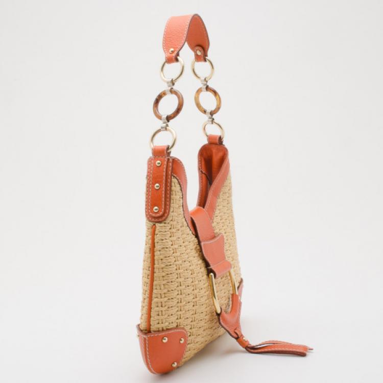 Pre Owned Dolce and Gabbana Woven Hobo with Orange Trim