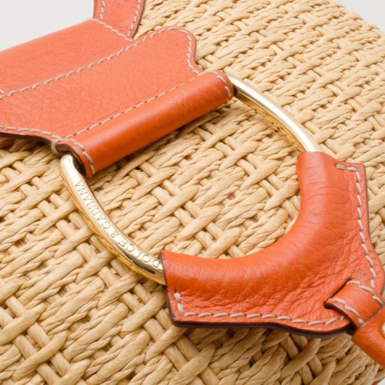 Pre Owned Dolce and Gabbana Woven Hobo with Orange Trim