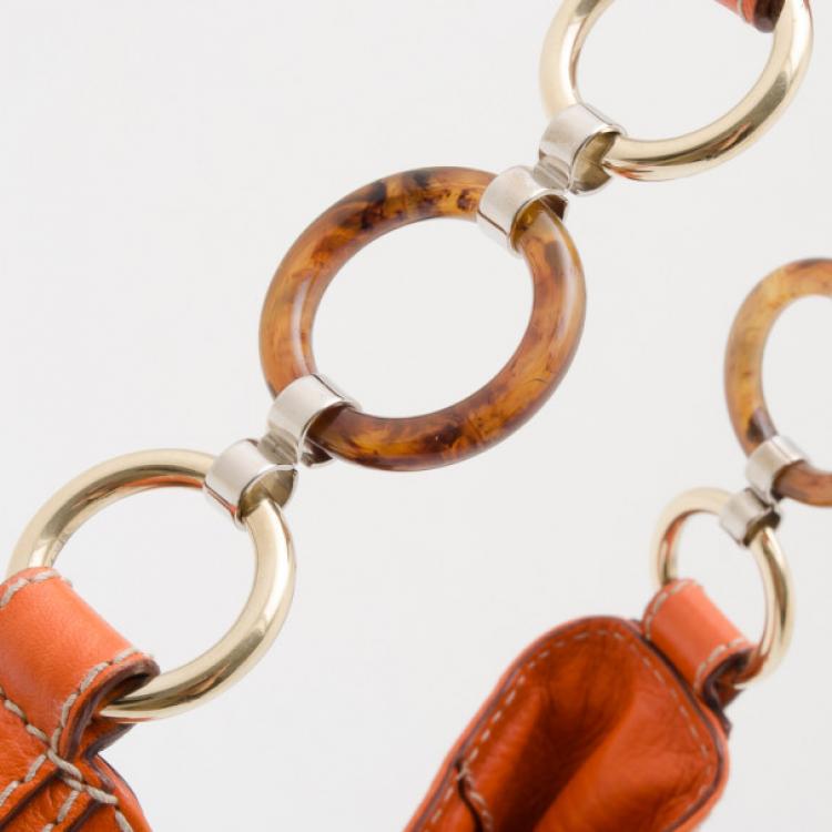 Pre Owned Dolce and Gabbana Woven Hobo with Orange Trim