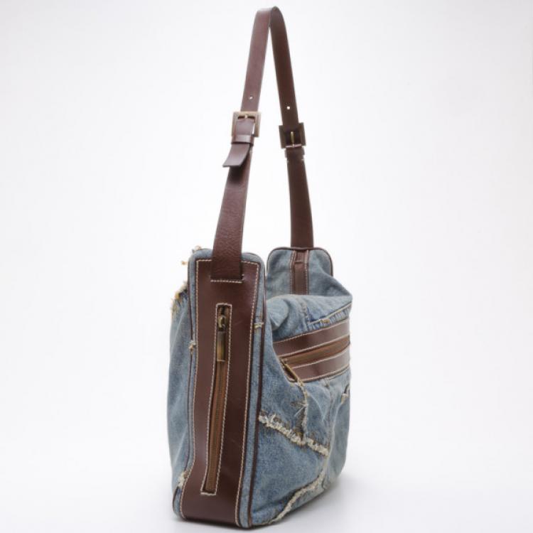 Pre Owned Dolce and Gabbana Distressed Denim Hobo