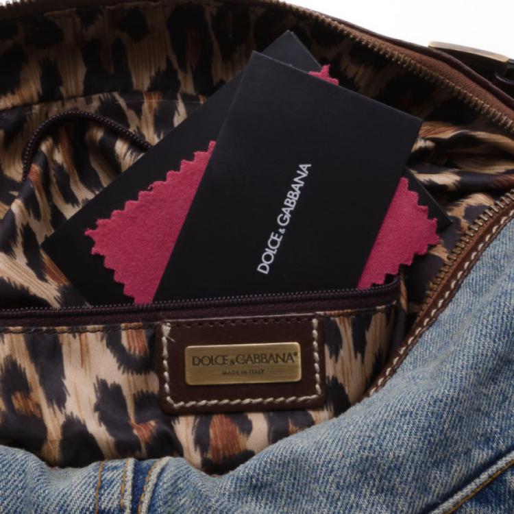 Pre Owned Dolce and Gabbana Distressed Denim Hobo