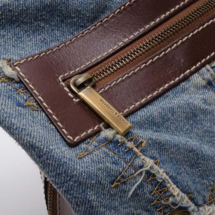 Pre Owned Dolce and Gabbana Distressed Denim Hobo