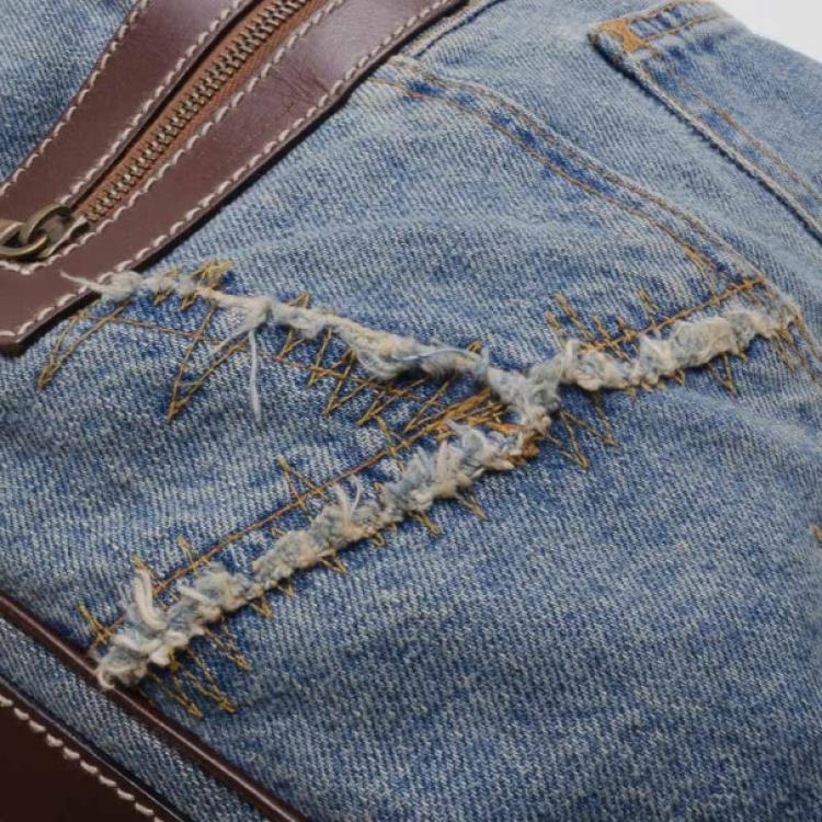 Pre Owned Dolce and Gabbana Distressed Denim Hobo