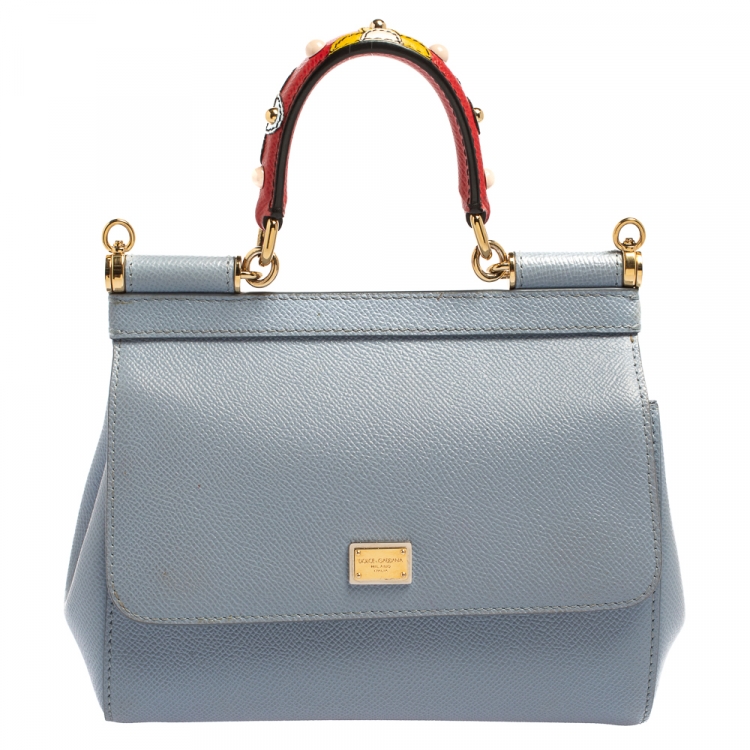 Dolce & Gabbana Small Sicily Leather Shoulder Bag - Blue