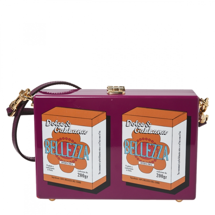 Pre Owned Dolce & Gabbana Purple Wood Bellezza Box Clutch Bag