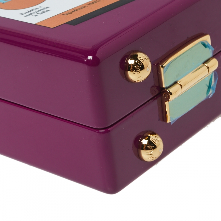 Pre Owned Dolce & Gabbana Purple Wood Bellezza Box Clutch Bag
