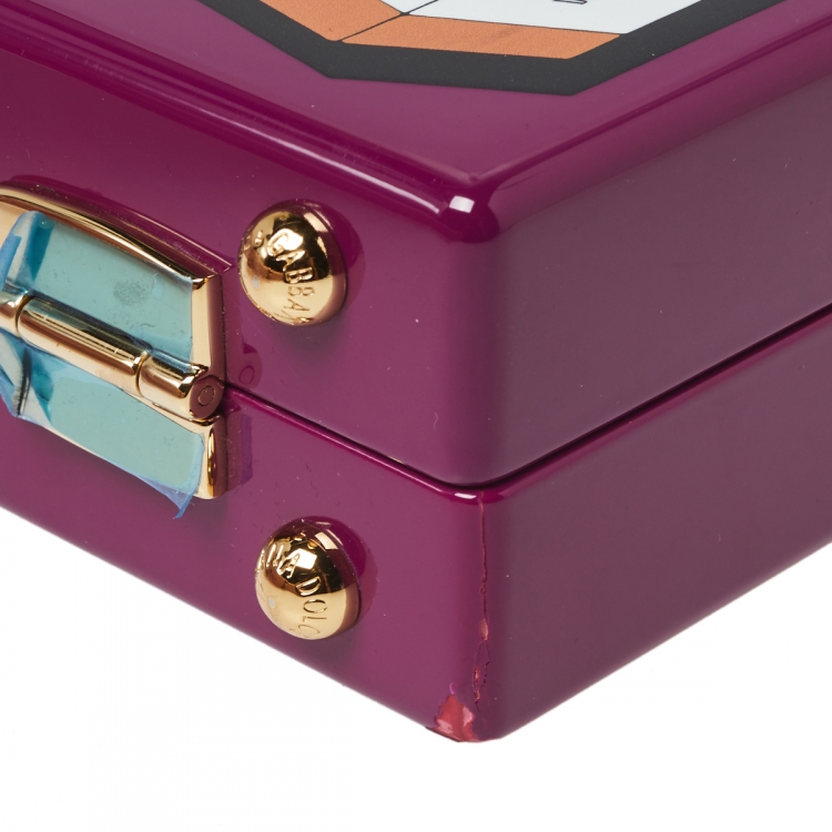 Pre Owned Dolce & Gabbana Purple Wood Bellezza Box Clutch Bag