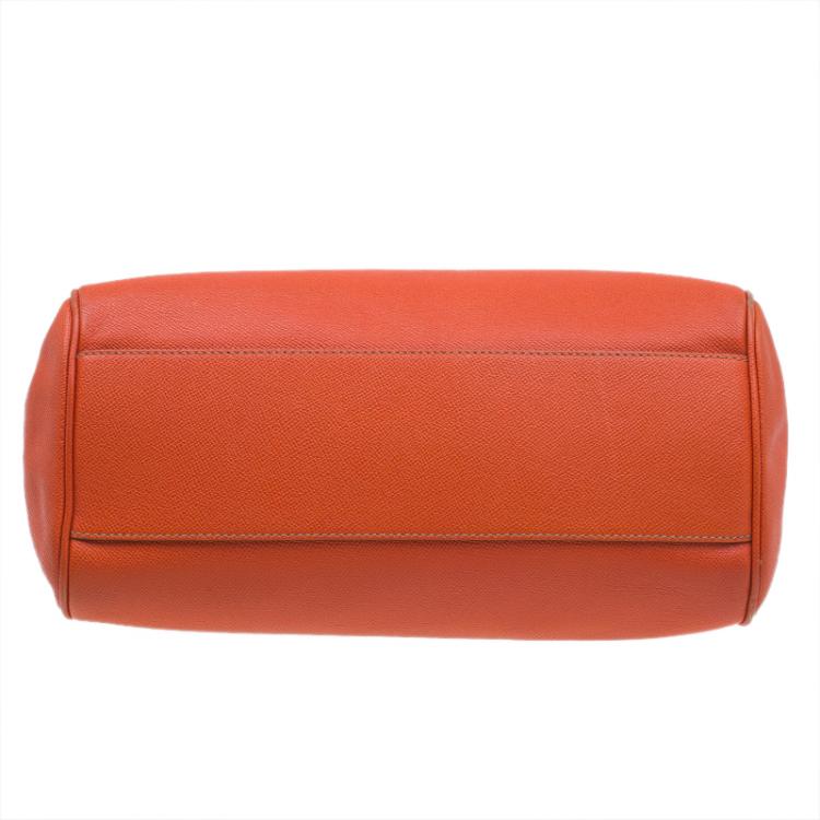 Pre Owned Dolce and Gabbana Orange Leather Medium Miss Sicily Tote