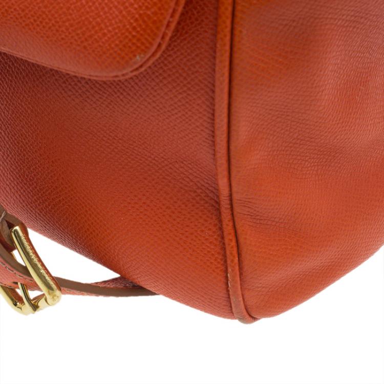 Pre Owned Dolce and Gabbana Orange Leather Medium Miss Sicily Tote
