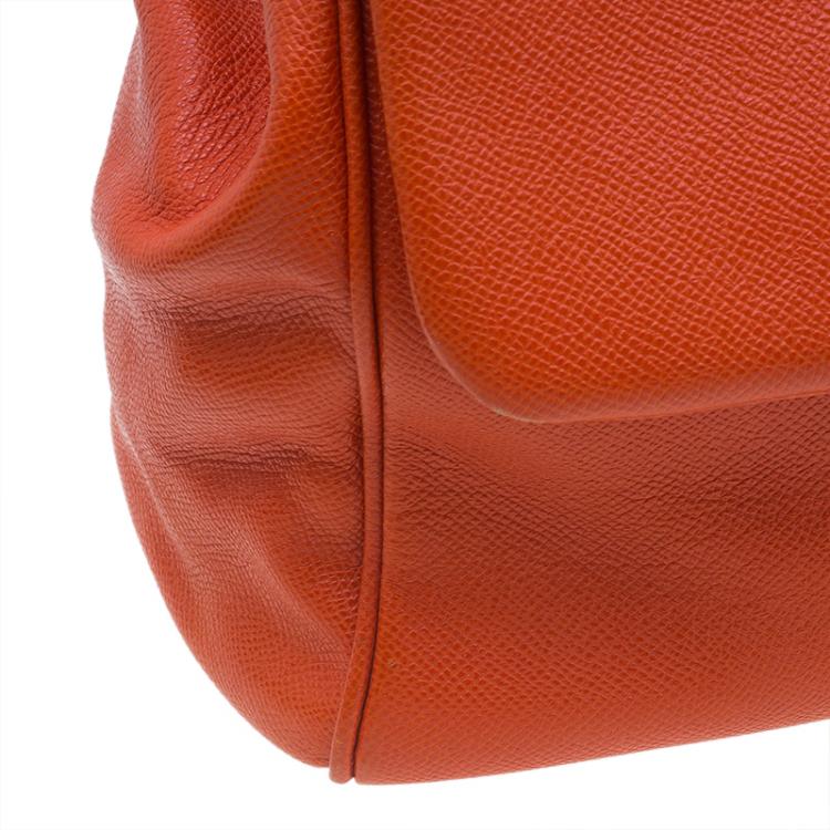 Pre Owned Dolce and Gabbana Orange Leather Medium Miss Sicily Tote