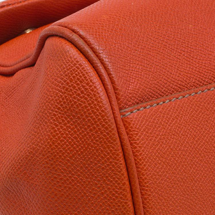 Pre Owned Dolce and Gabbana Orange Leather Medium Miss Sicily Tote