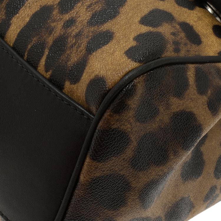 Pre Owned Dolce and Gabbana Leopard Print Coated Canvas Medium Miss Sicily Tote