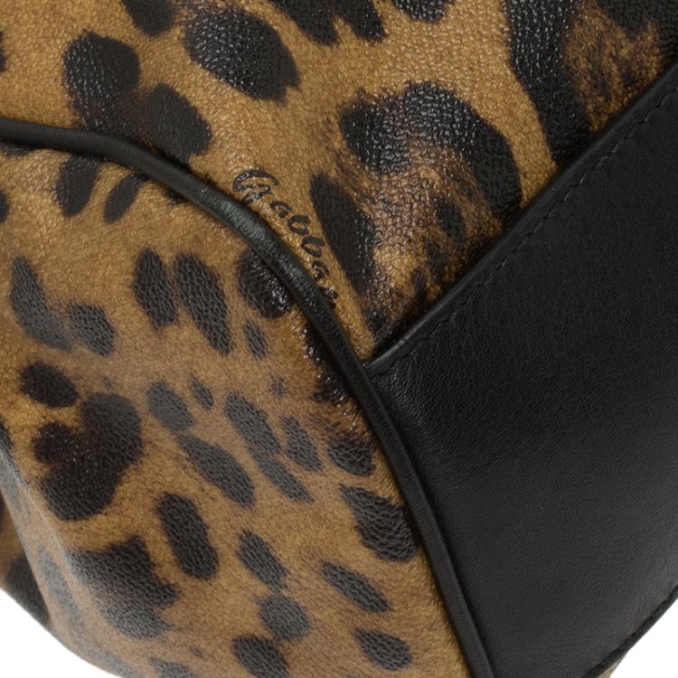 Pre Owned Dolce and Gabbana Leopard Print Coated Canvas Medium Miss Sicily Tote