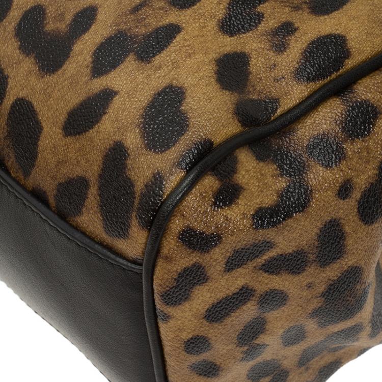 Pre Owned Dolce and Gabbana Leopard Print Coated Canvas Medium Miss Sicily Tote