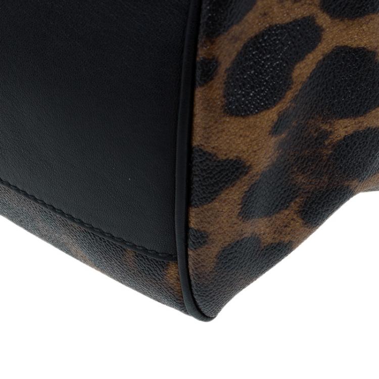 Pre Owned Dolce and Gabbana Leopard Print Coated Canvas Medium Miss Sicily Tote