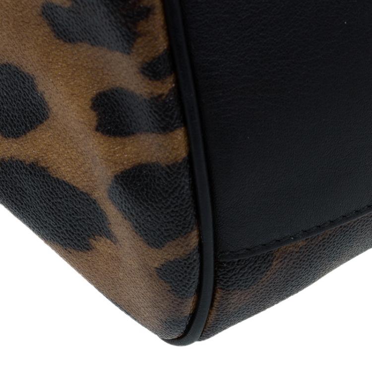 Pre Owned Dolce and Gabbana Leopard Print Coated Canvas Medium Miss Sicily Tote