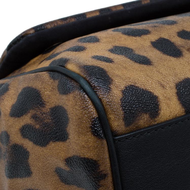 Pre Owned Dolce and Gabbana Leopard Print Coated Canvas Medium Miss Sicily Tote