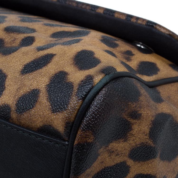 Pre Owned Dolce and Gabbana Leopard Print Coated Canvas Medium Miss Sicily Tote