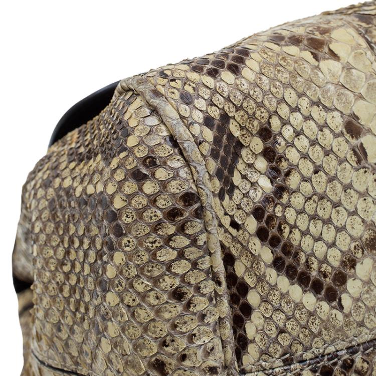 Pre Owned Dolce and Gabbana Yellow Python Medium Miss Sicily Top Handle Bag
