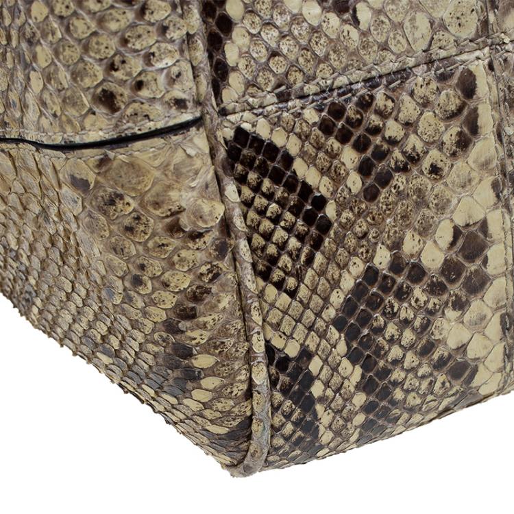 Pre Owned Dolce and Gabbana Yellow Python Medium Miss Sicily Top Handle Bag